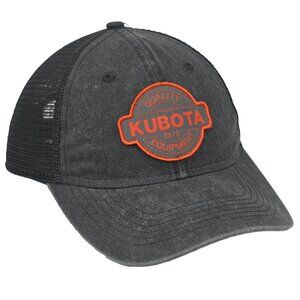 Kubota Tractors Hat Gray Snapback Cap Mesh Orange Logo Patch OSFA Farm Equipment